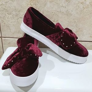 Rebecca Minkoff Stacey velvet bow platform sneaker shoes 9.5